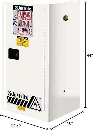 Miniatura 23 de Justrite Gabinete de almacenamiento inflamable para encimera de cierre manual de 12 galones, acero de calibre 18, 1 estante, gabinete de fuego de 1