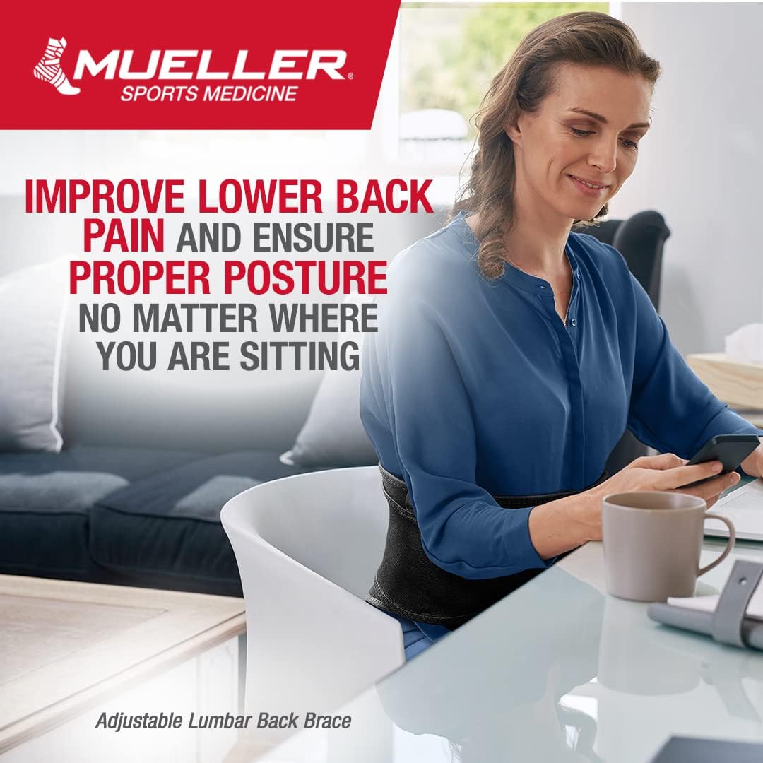 Mueller Adjustable Back Brace, Black, One Size : Everything Else