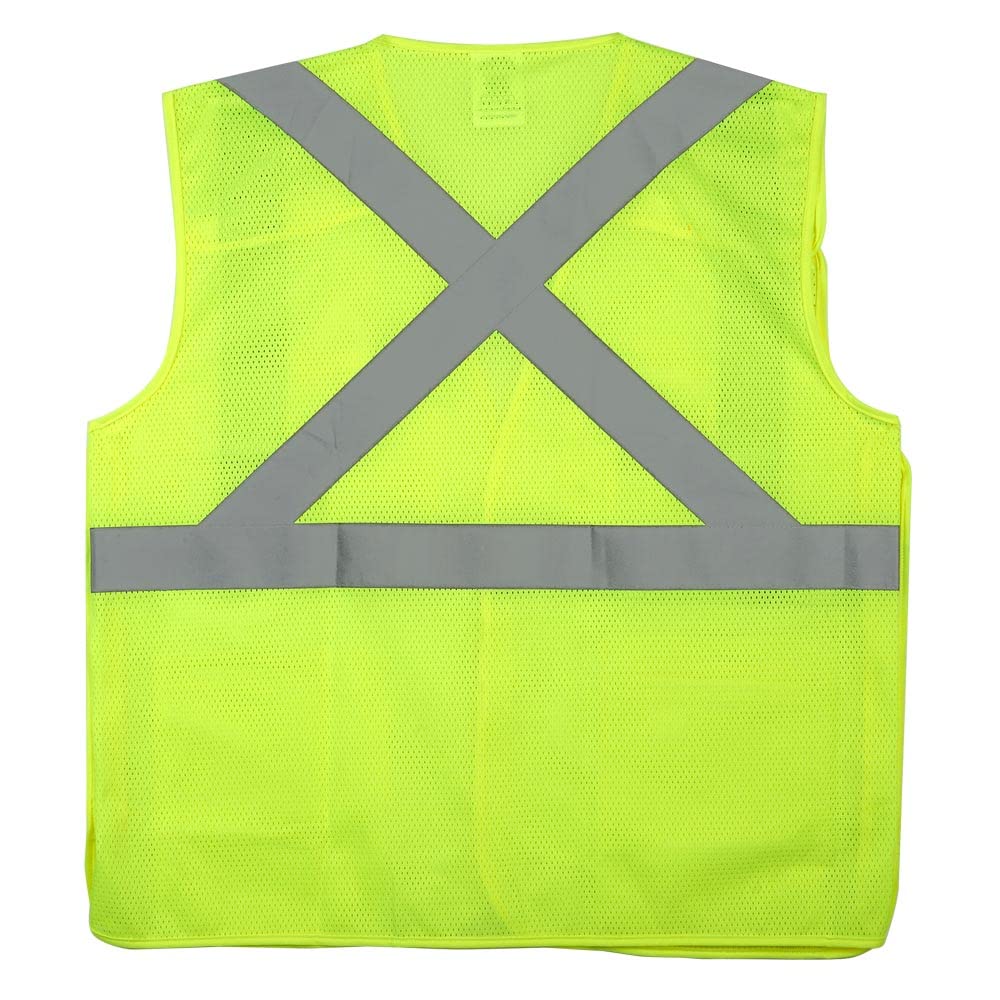 Safegear Sicherheitsweste Typ R Klasse 2 mit Taschen und 5-Punkt-Haken-/Schlaufe, Sicherheitsweste für Damen und Herren, Limettengrün/Gelb, Größe S/M