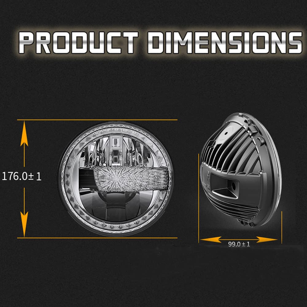 AIVYNA Fari A LED Rotondi da 7 Pollici con Fari Abbaglianti Omologati DOT con DRL per Jeep Wrangler JK LJ CJ TJ 1997-2016 2 Pezzi