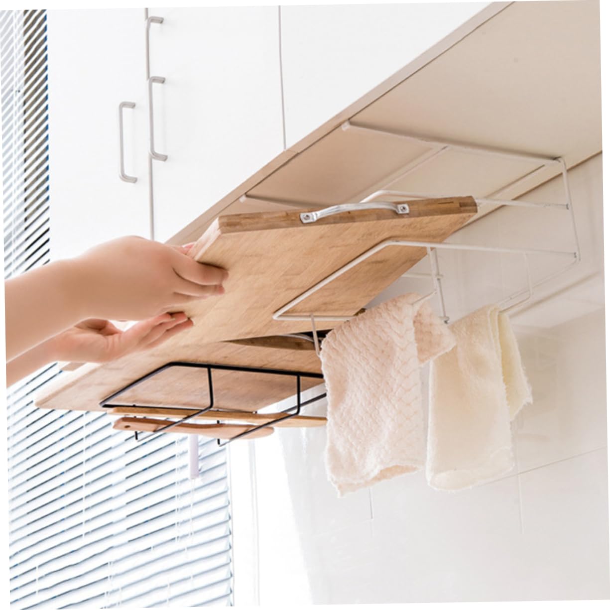 ULTECHNOVO Schneidebretthalter Aus Eisen Wandmontiertes Rostfreies Küchenregal Platzsparendes Doppellagiges Hängegestell Für Badezimmer Und Küchenschrank Weiß