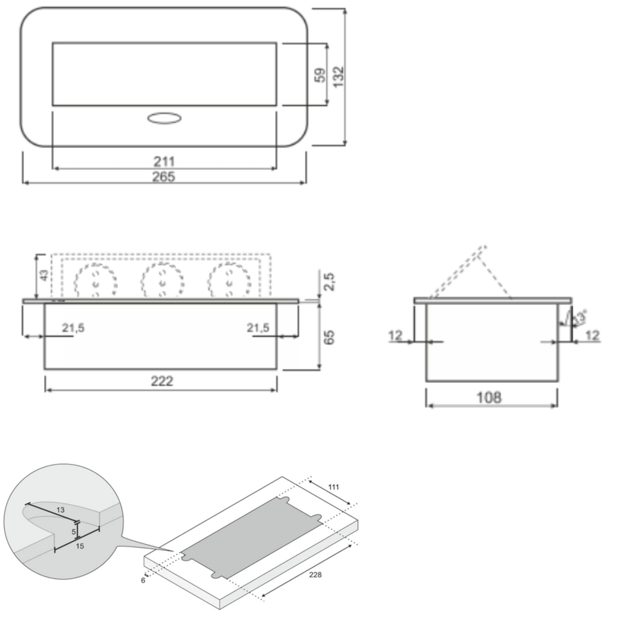 Bloc Prise Encastrable Plan de Travail avec Bord Plat et 3 Prises Schuko Multiprise Bureau adaptée à la Norme Allemande Bloc Prise Escamotable Pas de câble d'alimentation (Schuko) (doré)