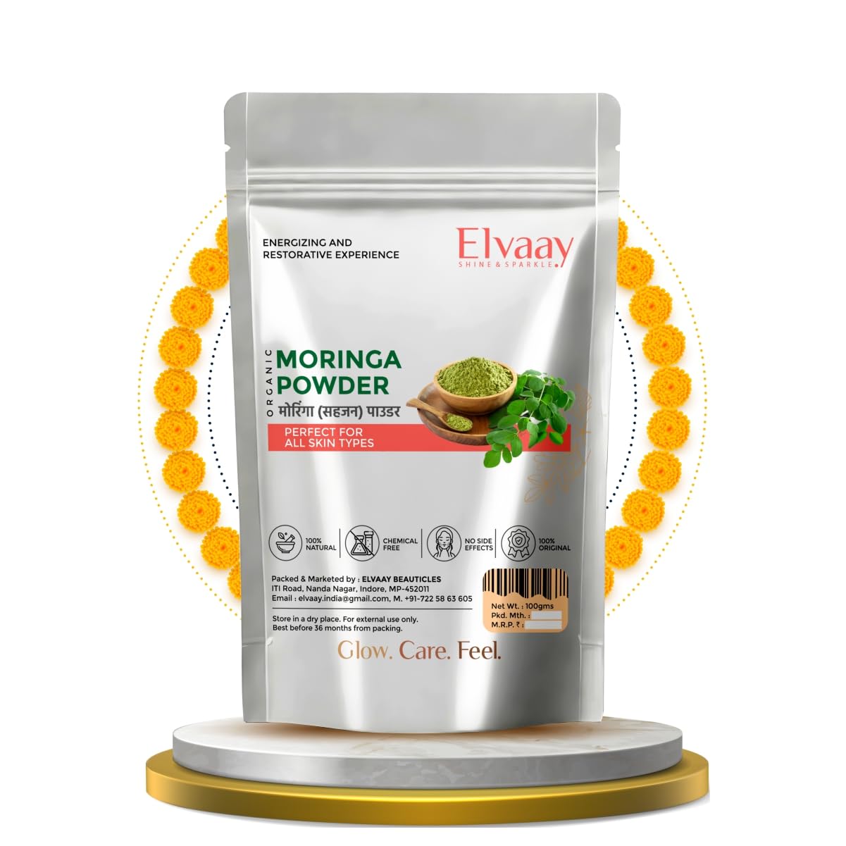 Elvaay Exotic Moringa Powder, Acne & Dead Cells removal.Skin Rejuvenating elements, Can be used as Body Scrub, Face Pack, Hair Pack-picture-47