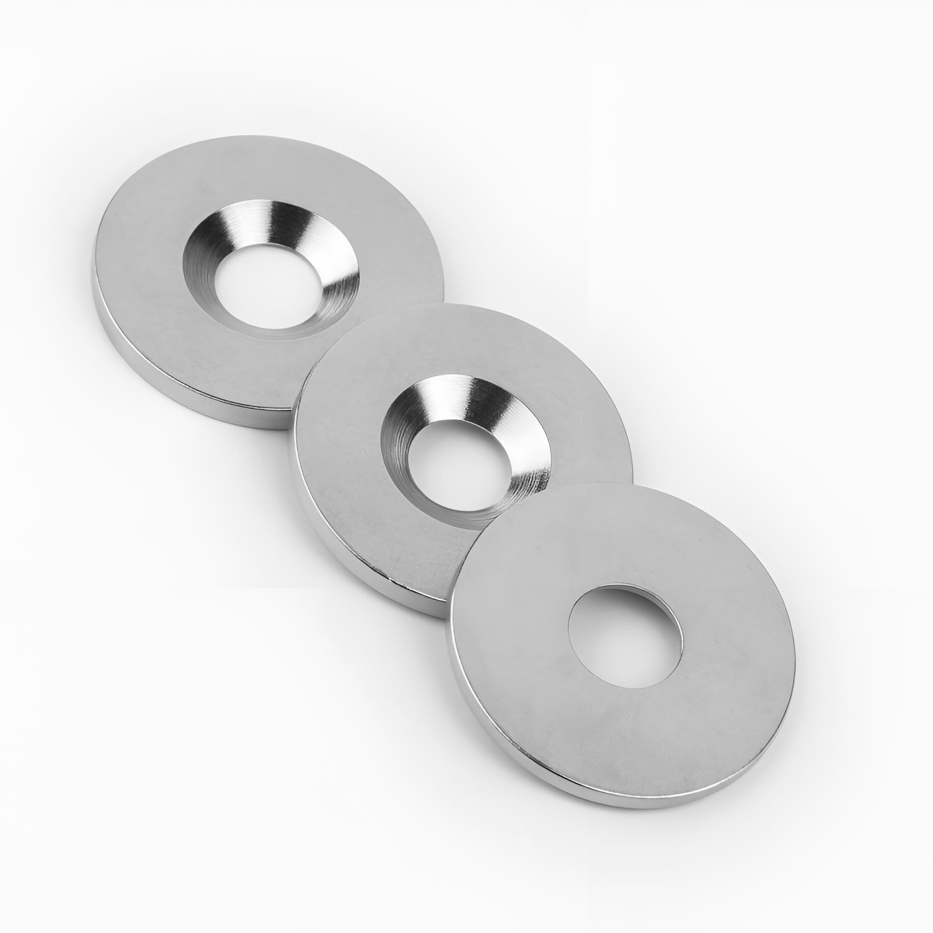 100 metalowych krążków z otworem i pogłębieniem – Ø 20 x 2 mm – ze stali ocynkowanej (DC01) – metalowe płytki okrągłe z otworem (otwór wpuszczany) – odpowiednik/podkład samoprzylepny do magnesów (ferromagnetyczny), ilość: 100 sztuk