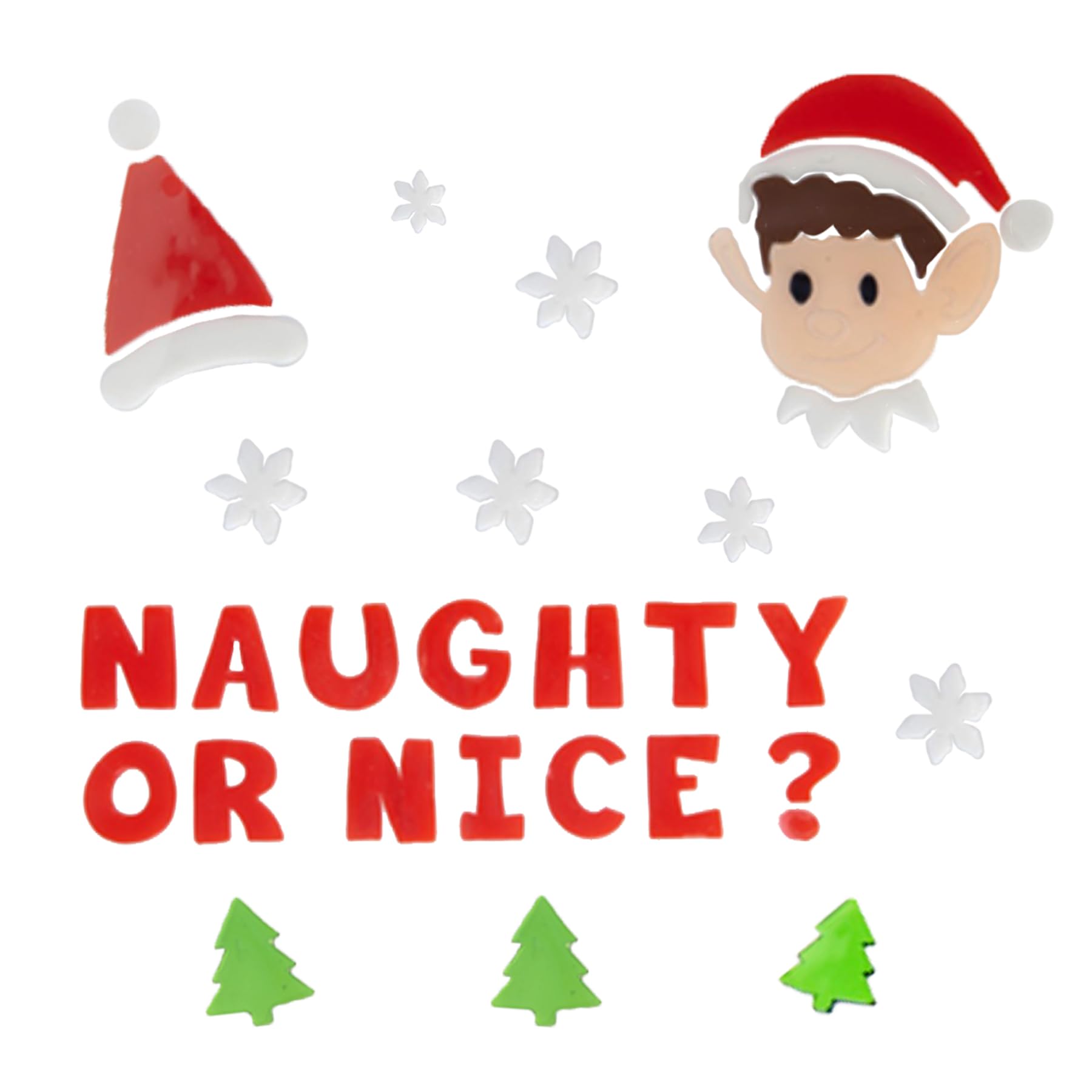 Christmas Elf Window Gel Stickers Decoration - Re-usable 31 piece Naughty or Nice
