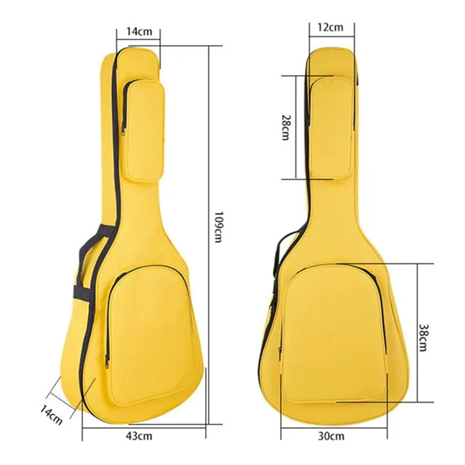 Funda para Guitarra Estuche for bajo eléctrico, Funda portátil, Acolchada Suave, Profesional, Guitarra acústica clásica(Yellow)