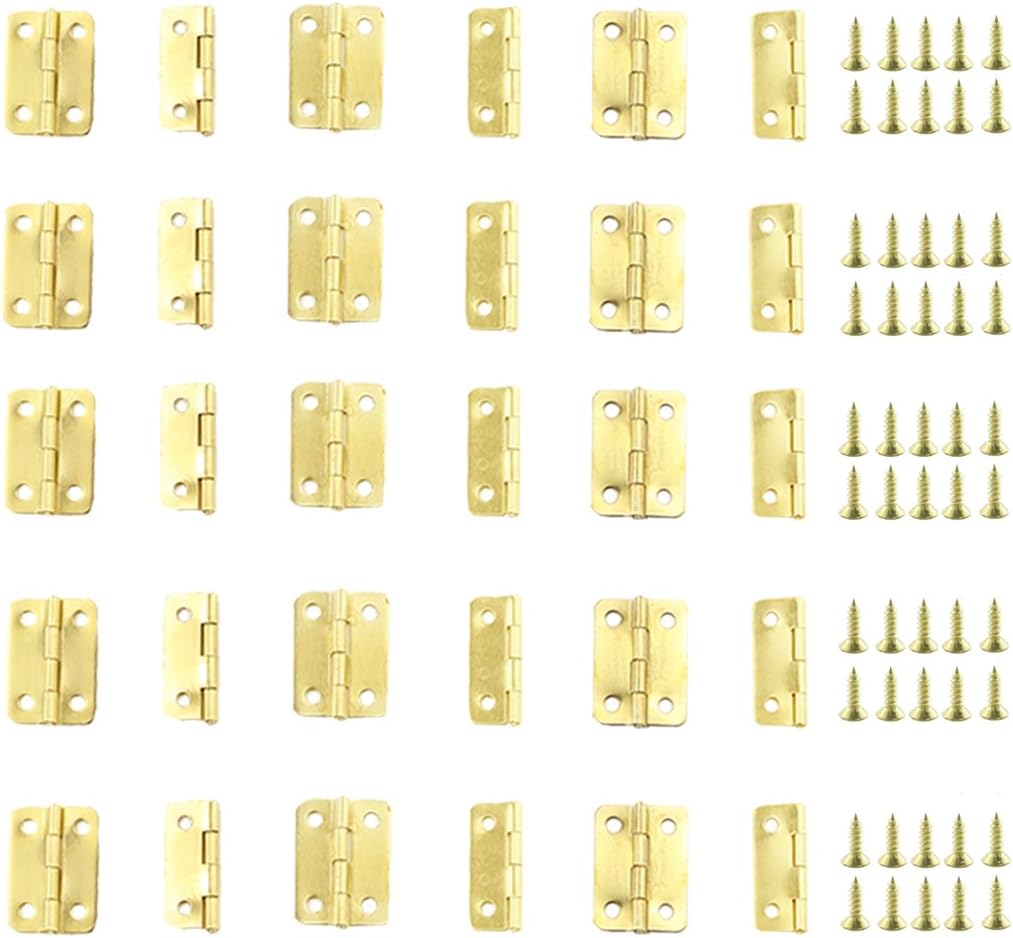 100 PCS Antique Bronze Mini Hinges Retro Butt Hinges with 400 PCS 7mm Replacement Brass Hinge Screws
