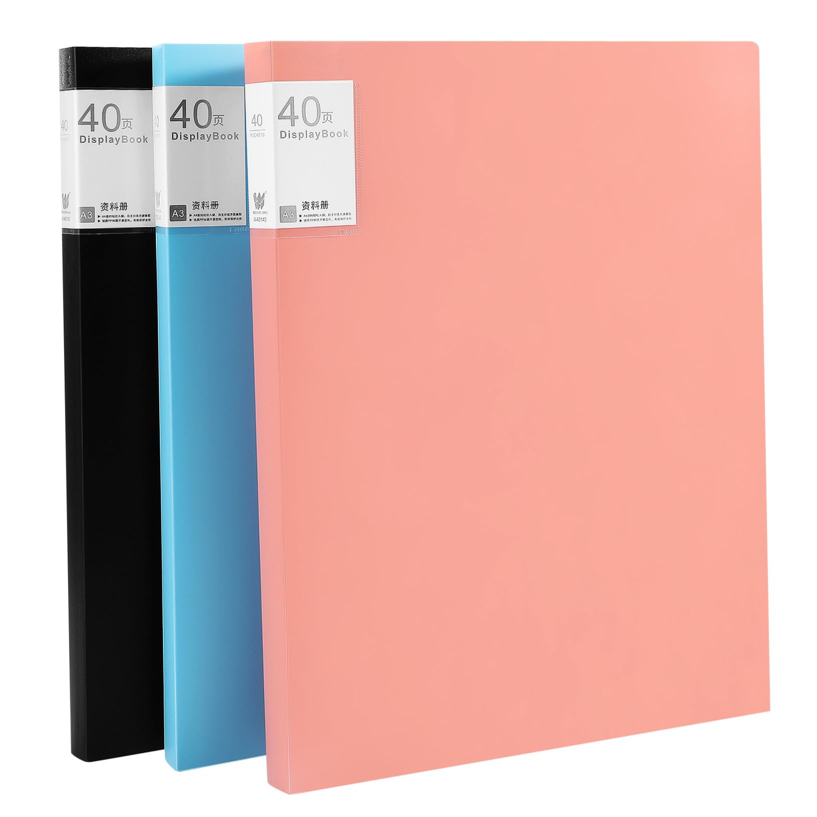 Homoyoyo 3 pezzi Portfolio Organizer Documenti con Tasche Plastica Raccoglitori Resistenti Pagine Custodia Trasparente per Documenti Ufficio Scuola Art Portfolio
