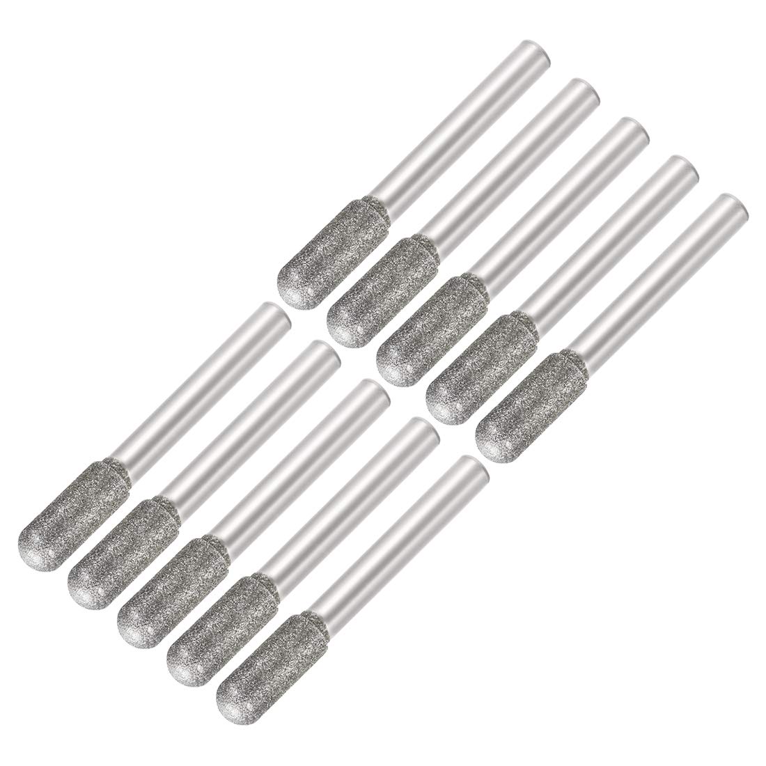 uxcell Diamond Burrs Grinding Drill Bits for Carving Rotary Tool 1/4-Inch Shank 6mm Cylindrical Ball Nose 120 Grit 10 Pcs — Amazon image 6