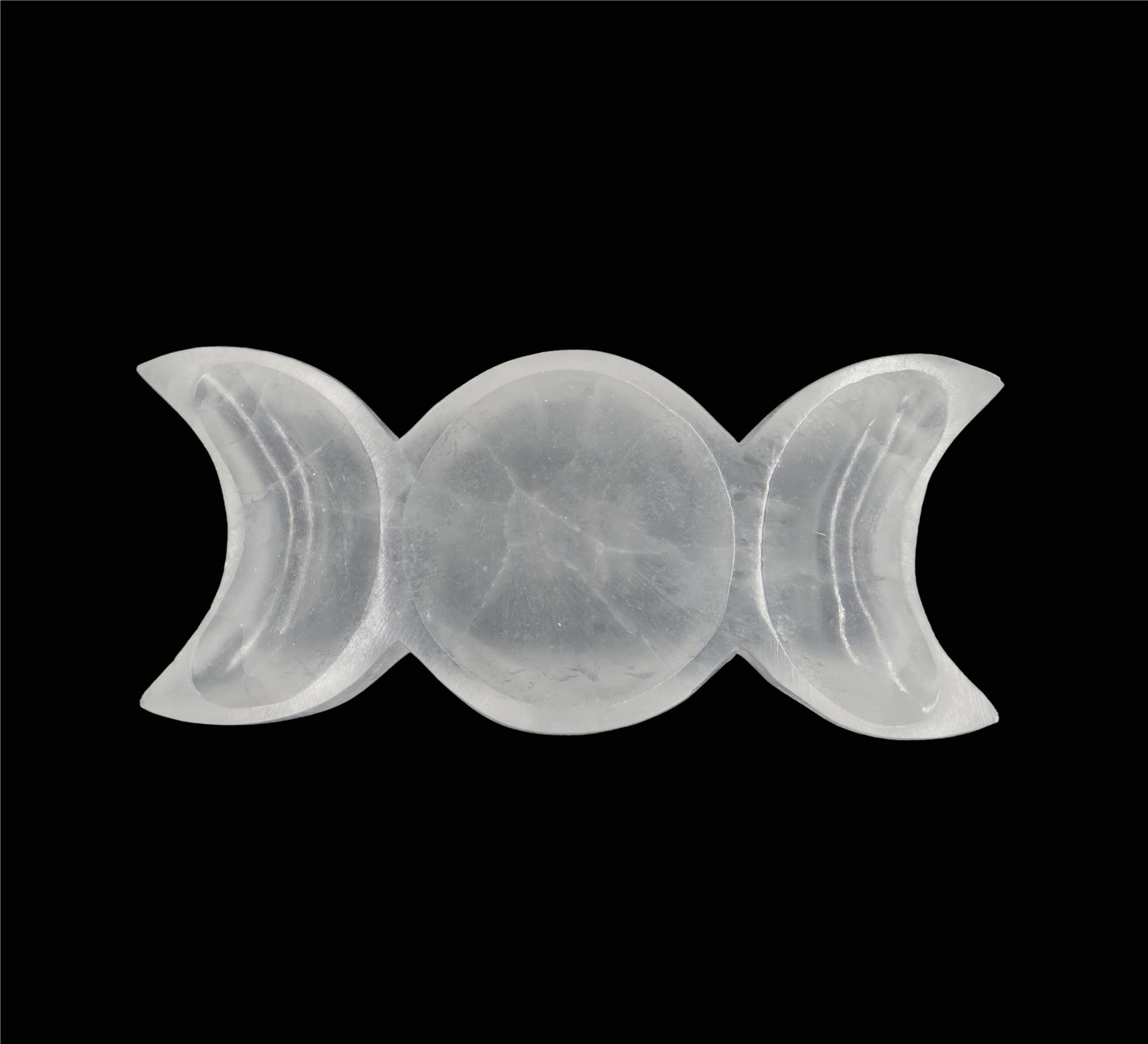Selenite Triple Moon Bowl - Crystal Charging Plate for Smudge Stone Crystals, Decoration Moon Bowls smudging Plates for Stones, Decorative Station Dish Meditation Healing & Cleansing