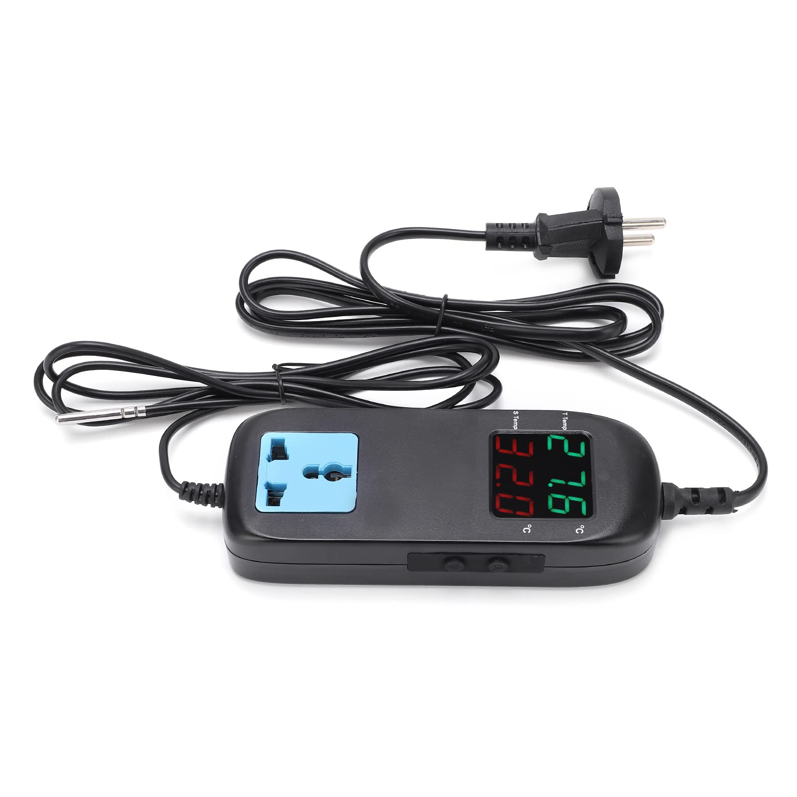 Digital Thermostat, Intelligenter Temperaturcontroller mit Permanenter Speicherfunktion für Wasserqualitätstests Aquakultur Industrie -Temperaturregelung (EU -Stecker)