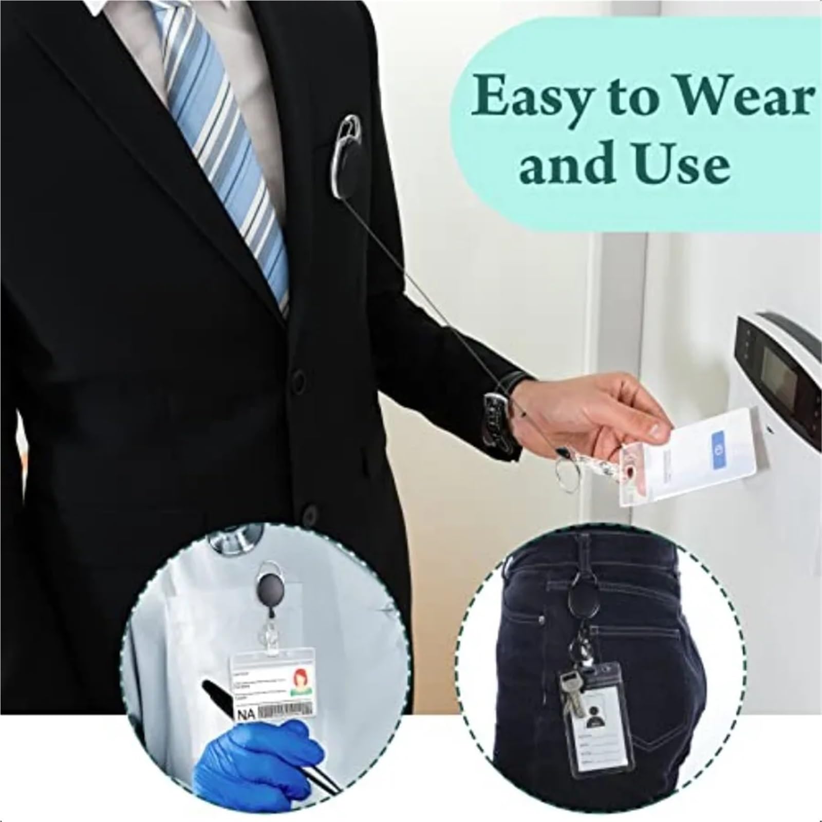 50 Pcs Heavy Duty Einziehbare Ausweishalter Charge ID Halter Clip Groß Schlüssel Mit Ring for Büroangestellte Für Schlüssel Kartenhalter