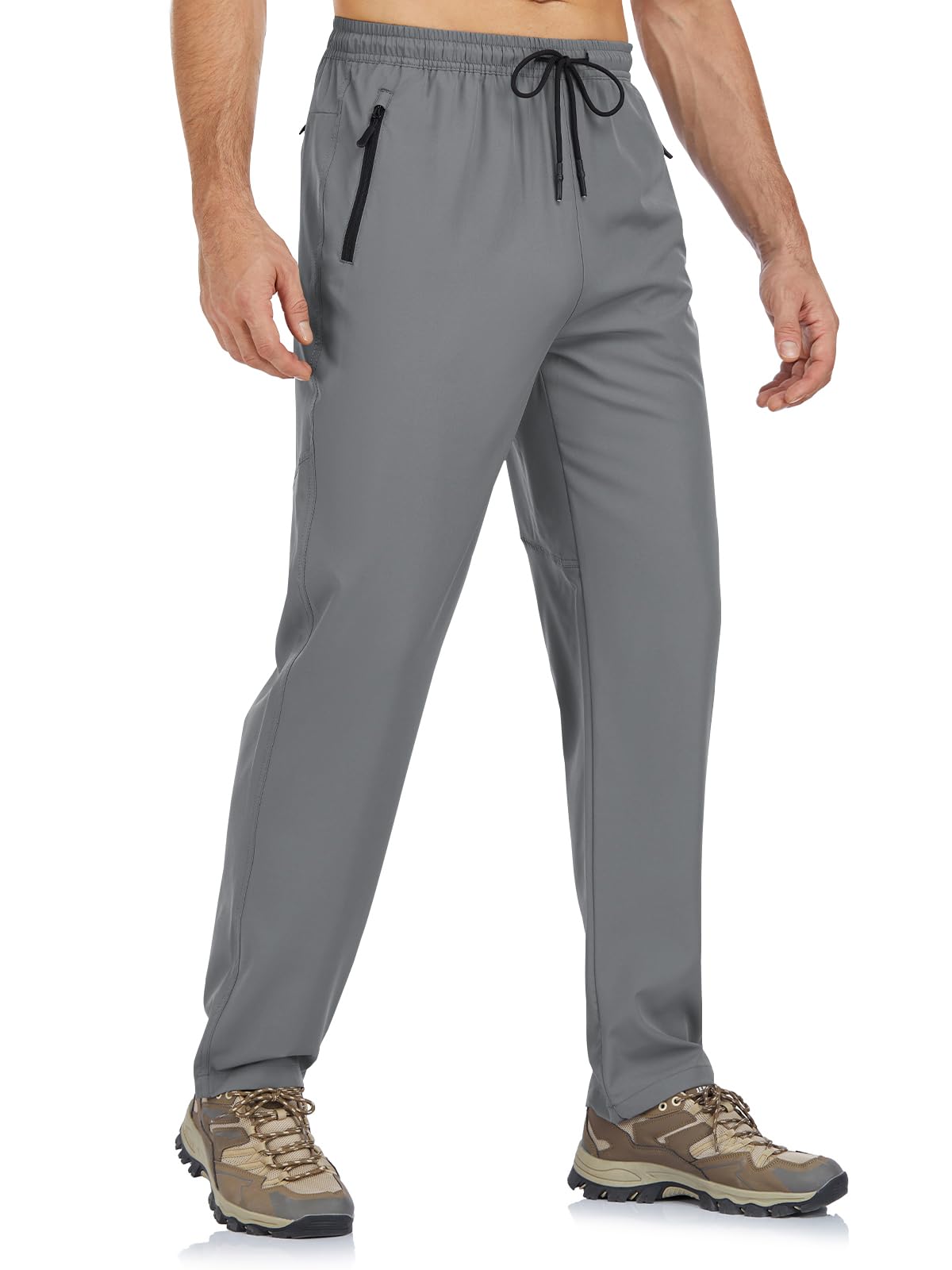 BondiTrekk Mens Lightweight Hiking Pants Water Resistant Athletic Workout Running Travel Casual Joggers 3 Pockets Quick Dry