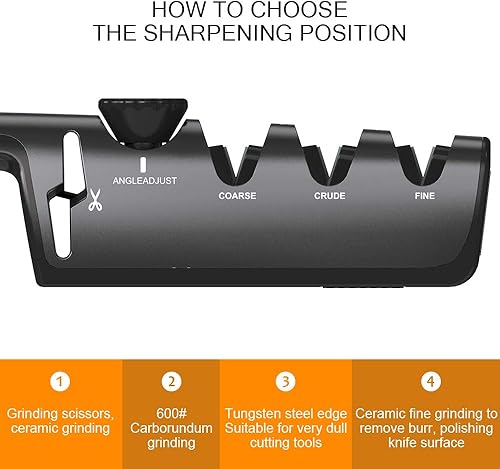 Miniatura 3 de Afilador de cuchillos de cocina, afilador de cuchillos de chef de 4 etapas para restaurar cuchillos no serrados rápidamente, seguro y fácil de usar
