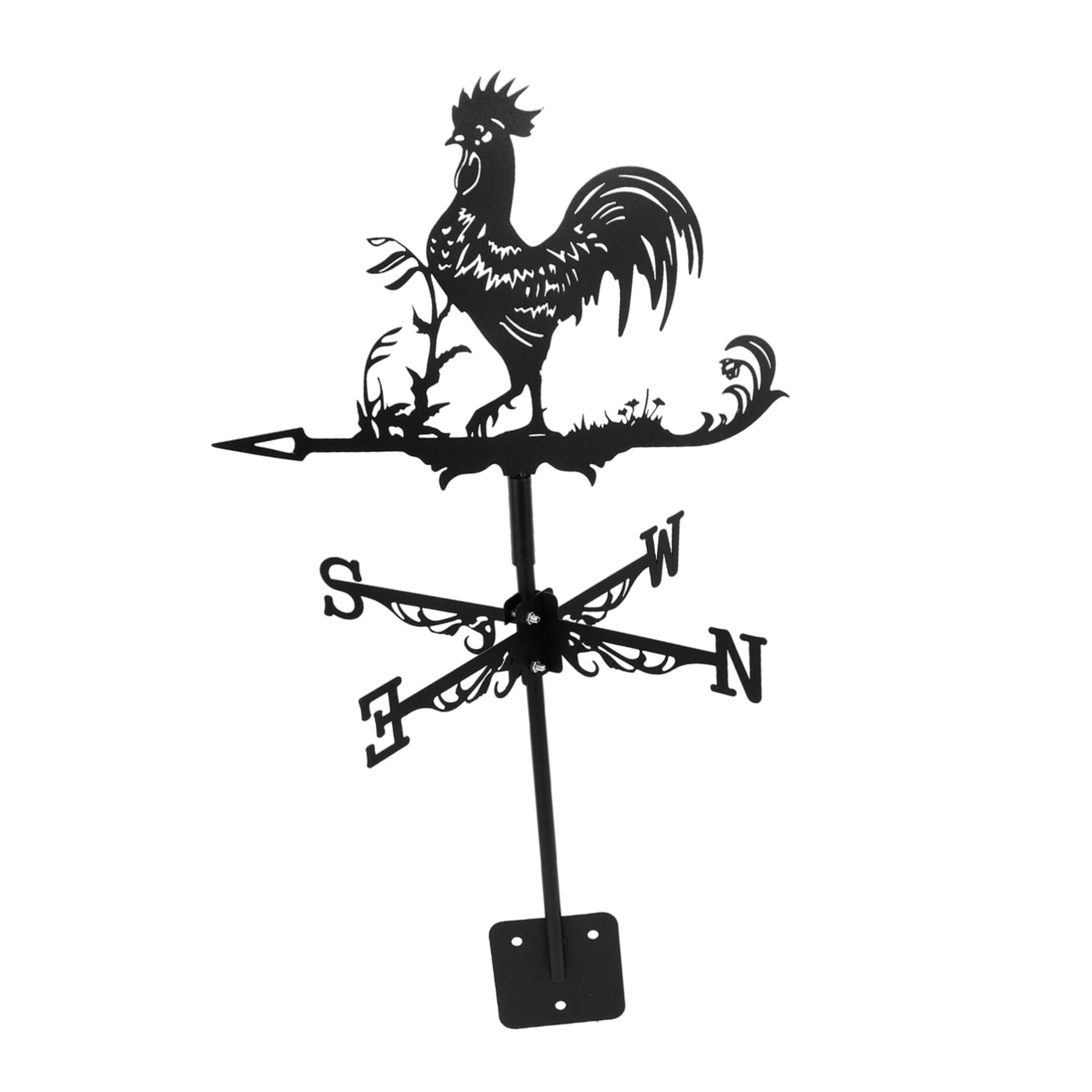 ifundom Retro Wetterfahne aus Eisen mit Windrichtungsanzeiger für Haus und Scheune Leicht zu Montieren Verschleißfest Dekorativer Windmesser Garten Deko Huhn Schwarz