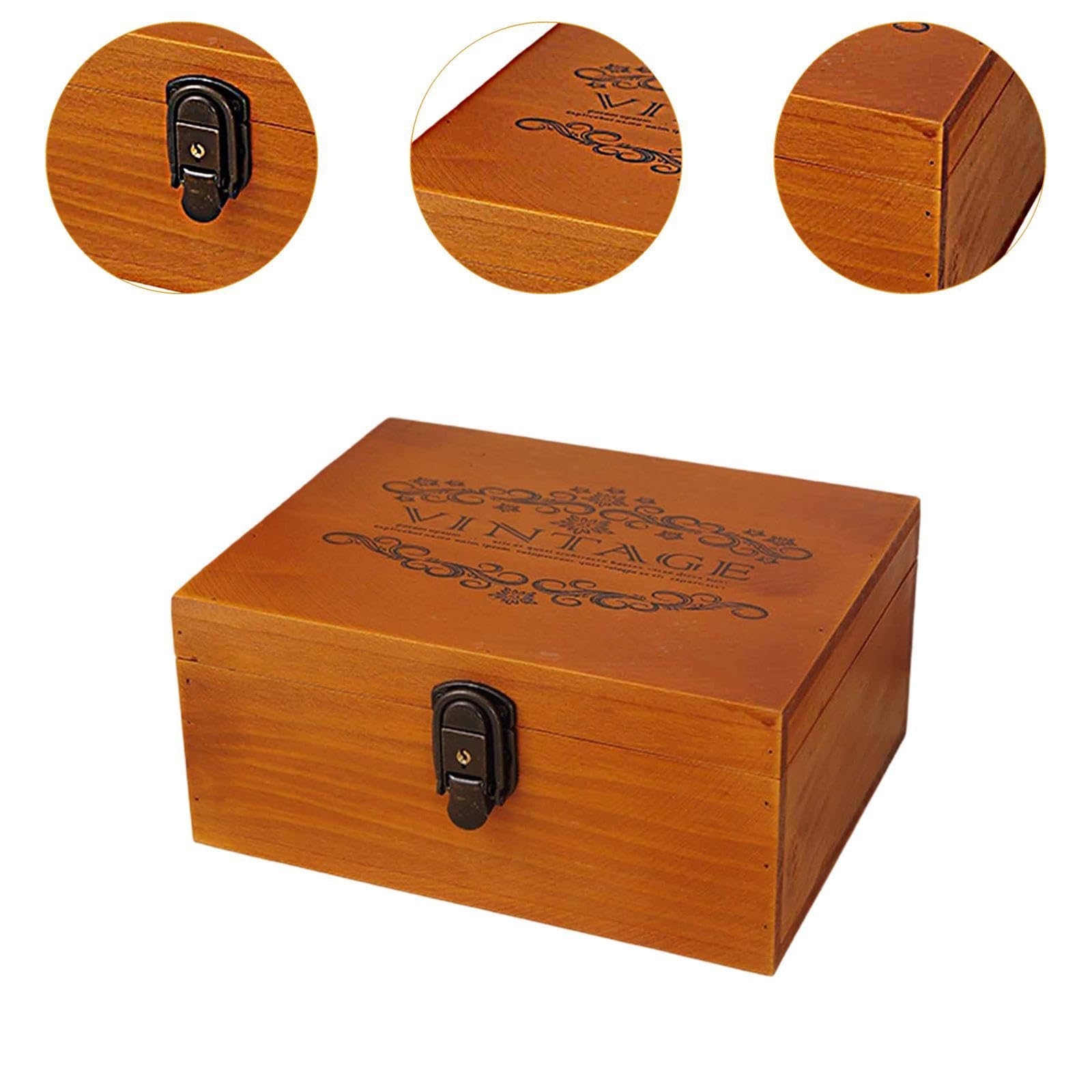 Harilla Organizador de Almacenamiento de la Caja de Recuerdo de Madera para Libros de joyería Caja de baratijas de joyería Decorativa compacta para, 25x19.5x11.7cm