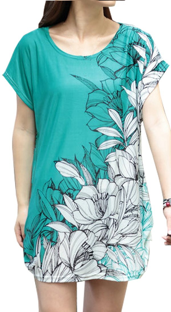 Women Short Sleeve Oversize Casual Loose Tops Blouse Dress Longshirt