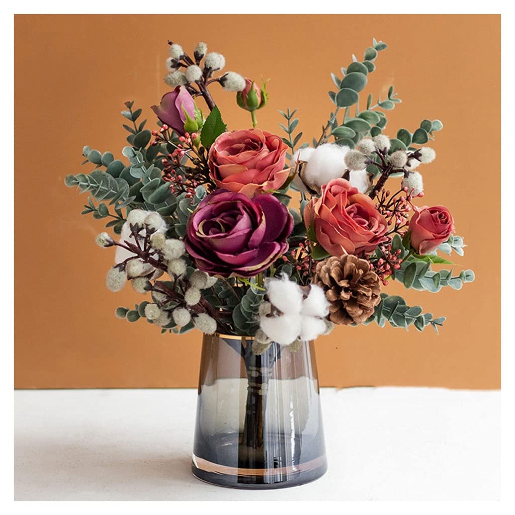 MYUYEE Artificial Flowers Artificial Flowers Holding Bouquets Simulation Flowers Decoration Table Setting Fake Flowers Living Room Porch Flower Arrangement Decoration Flowers Ar(B)