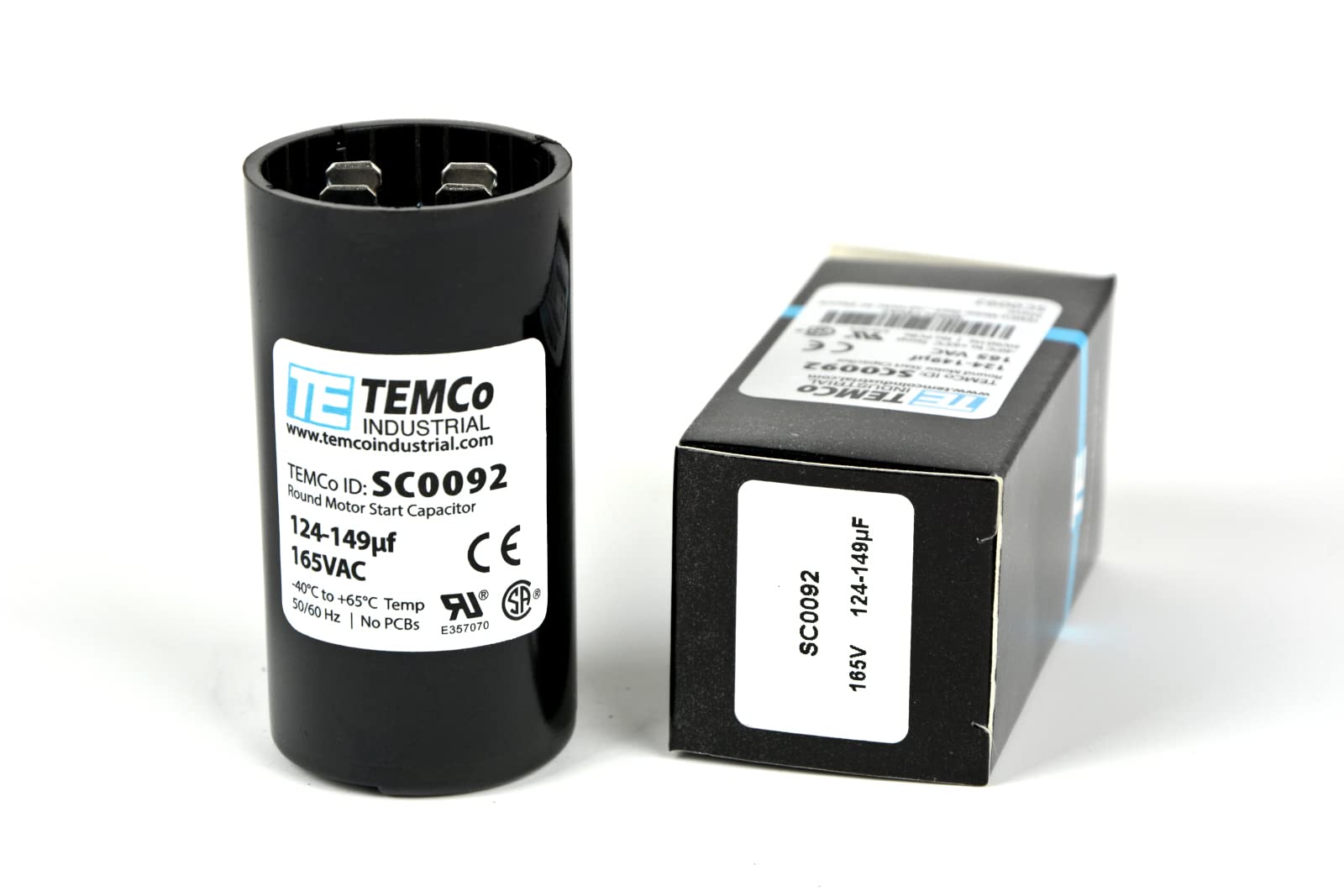TEMCo 124-149 uF MFD CD60 Start Capacitor 165V AC Round | 50/60 Hz Motor Start Capacitor for HVAC, Compressor, Pump