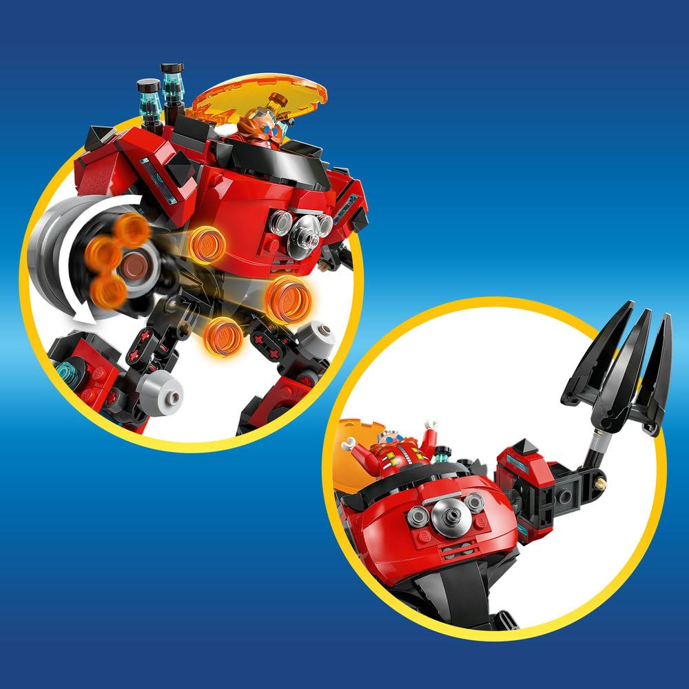 LEGO Sonic the Hedgehog Knuckles vs. il Mech Egg Crusher del Dr. Eggman - Set con 2 Minifigure, Anelli e Smeraldi del Caos - Regalo per Bambini e Bambine da 8 Anni in su Fan dei Videogiochi - 77005