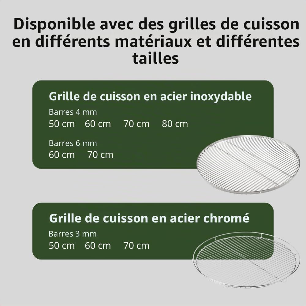 HeRo24 Barbecue pivotant à trois pieds, 170 cm, avec manivelle, trépied de barbecue réglable en hauteur, pour foyer et feu de camp, sans grille de cuisson