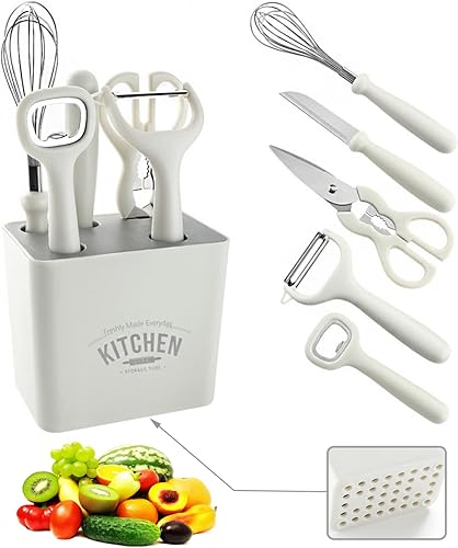HADEWEITE - Juego de herramientas para pelar y cortar accesorios de cocina para el hogar kit de pelador de frutas verduras asas antideslizantes y
