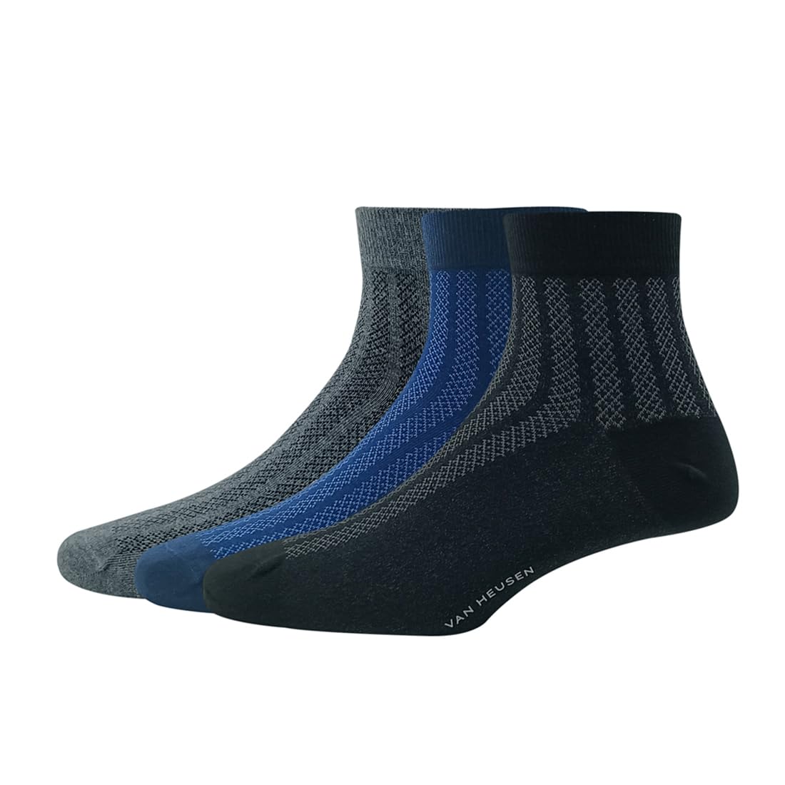 van heusen Men's Cotton Quarter Length Socks (Pack of 3) Anthra Melange,Navy, Black-picture-12