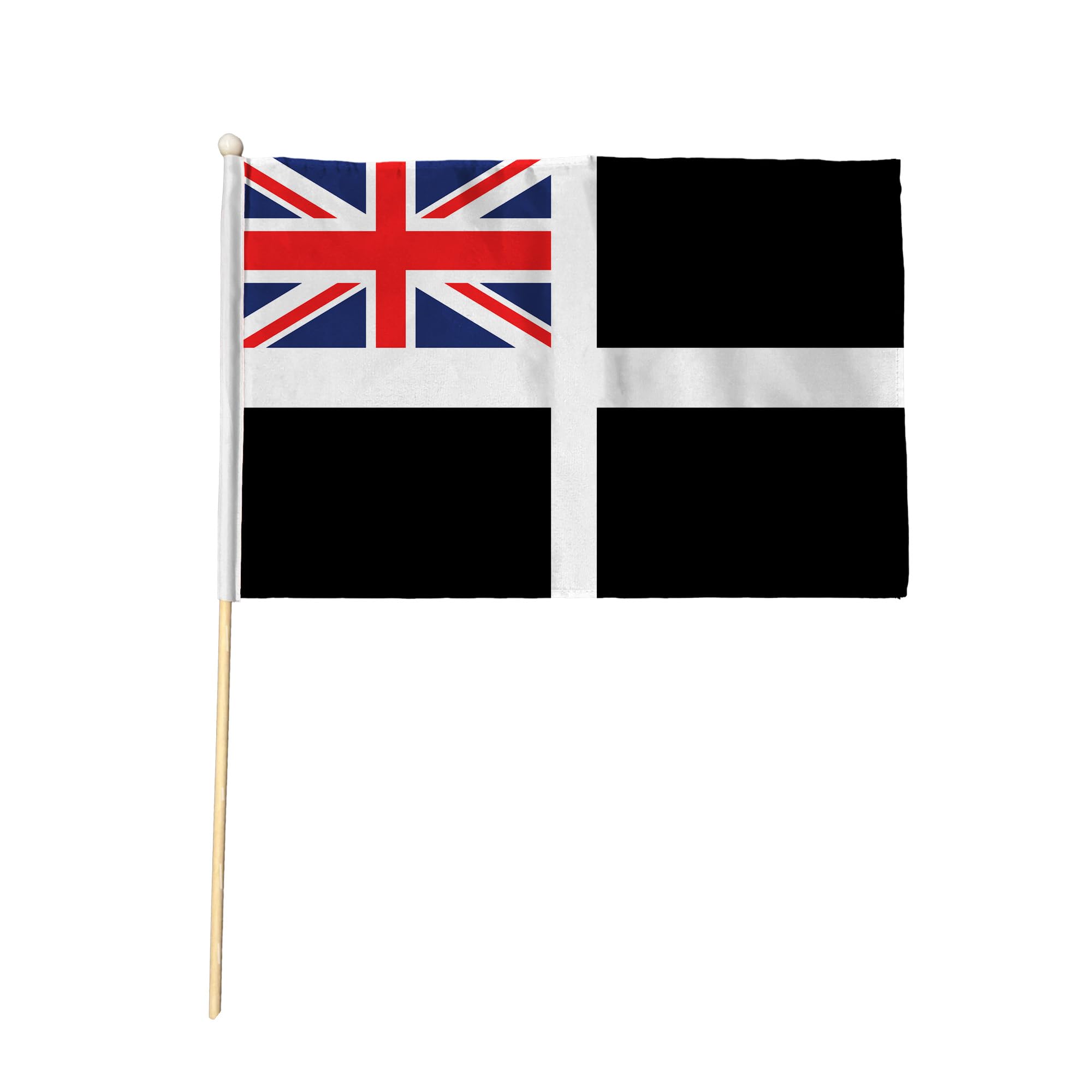 Flagtex Cornwall Ensign Hand Waving Flag (9x6 Inch) - Premium Wooden Stick Hand Flag 9x6 Inch Natural Wood Pole Cornish Maritime Ensign Events Parades Celebrations — image 1