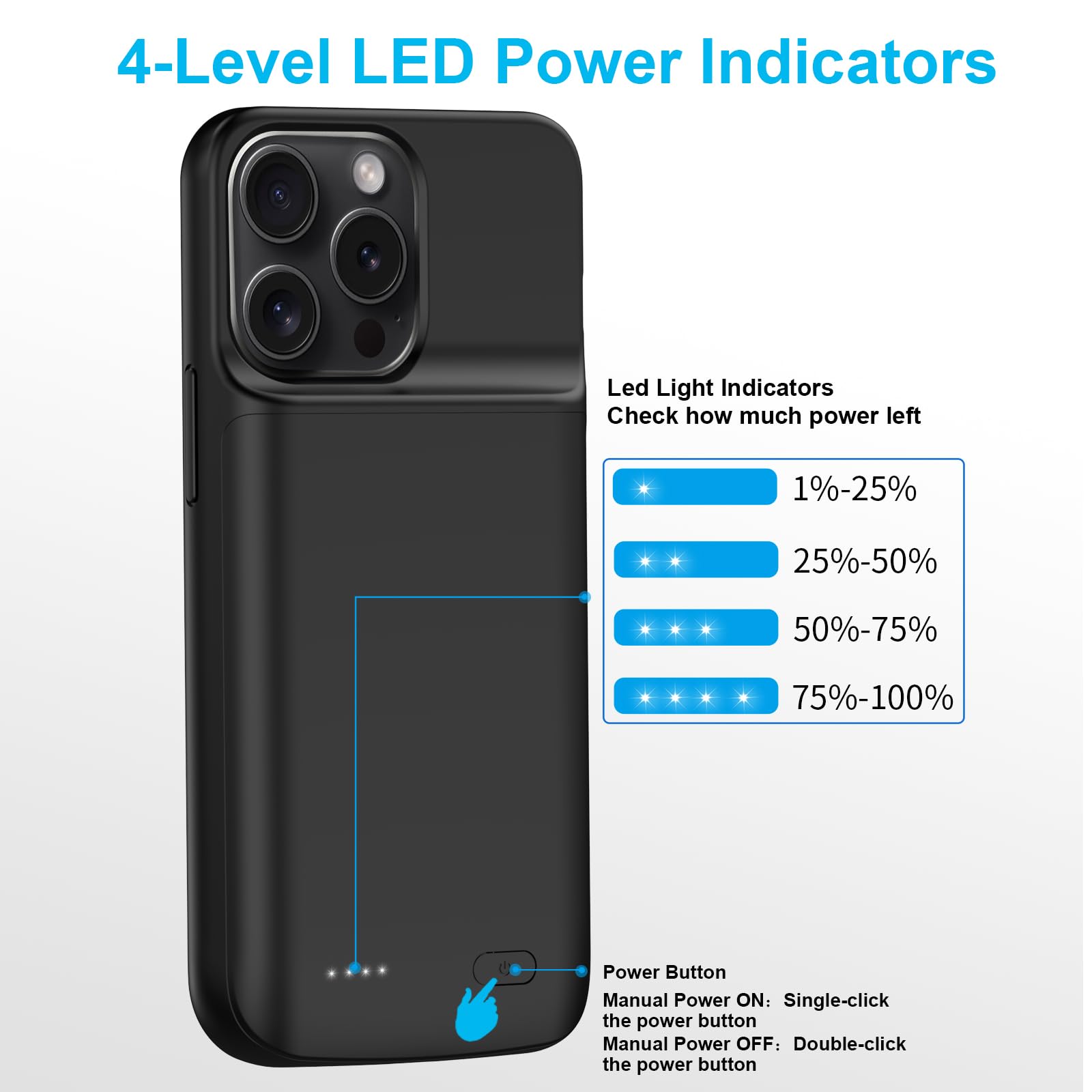 Funda de batería para iPhone 15 Pro Max, 13800 mAh, recargable, inteligente, funda de carga extendida compatible con iPhone 15 Pro Max (batería de respaldo de 6.7 pulgadas, color negro)
