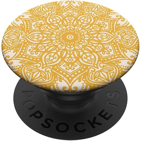 Yellow Mandala Pop Mount Socket Cute Designed Divine Mandala PopSockets Adhesive PopGrip