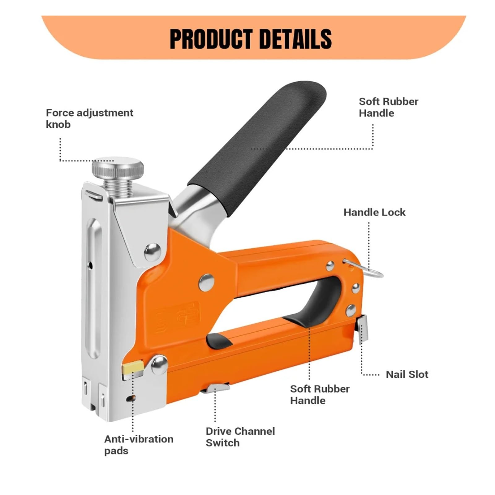 Graffettatrice Per Legno Graffatrice for carichi pesanti 3 in 1 Tappezzeria | Pistola for chiodi in acciaio for punti metallici for tappezzeria con 3000 punti metallici