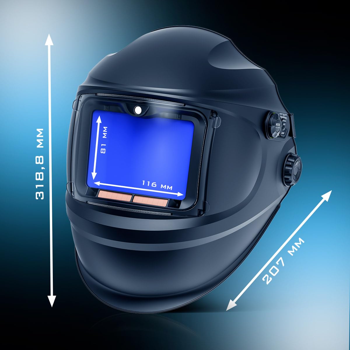 STAHLWERK Automatik-Schweißhelm 3-in-1 Raptor – Schweißerhelm mit True-Colour, LED-Licht, autom. Abdunkelung DIN 4-13, optische Klasse 1/1/1/2, Sichtfeld 116 x 81 mm, Schweißschild, Schweißmaske