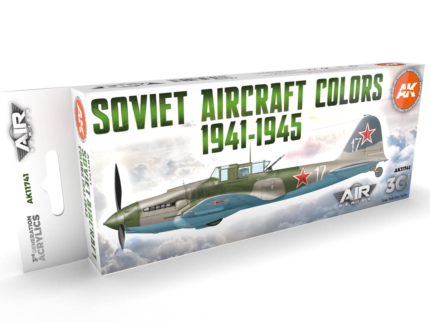 Ak Interactive Grey Ak Acrylics 3Gen Aircraft Set Ak11741 Soviet Aircraft Colors 1941-1945 Set 3G (8X17ml)