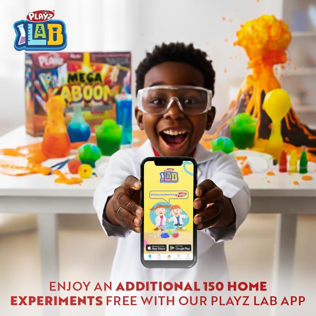 Playz Mega Kaboom! 150+ Explosive Science Experiments Kit for Kids Age 8-12 with 75 App & Video Guided Experiments - Chemistry Set STEM & Educational Toys & Gifts for Boys, Girls, Teenagers & Kids - Image 4