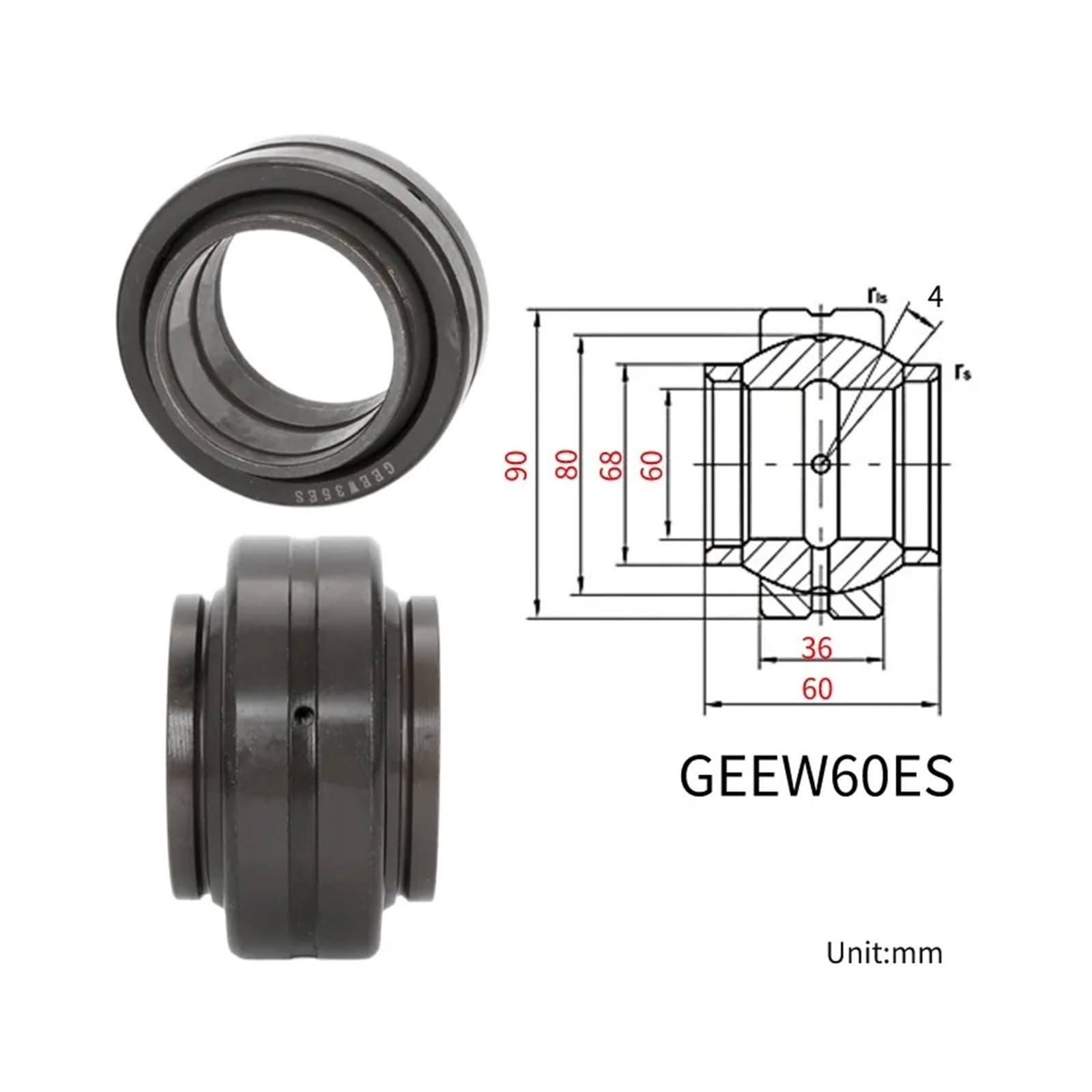 Roulement à rotule Radial GE12LO GEEW12ES 12 x 22 x 12 mm 16, 20, 25, 30, 35, 40, 50, 60 ES GE169LO 16 x 28 x 16 GE25LO 25 x 30 x 42 mm(Geew60es)