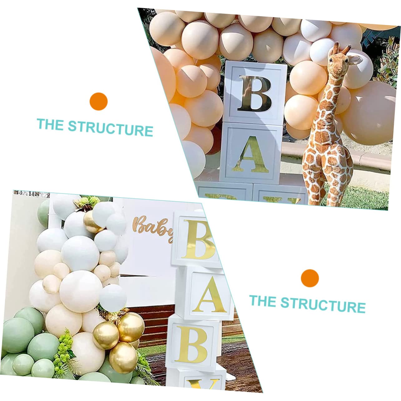 OUNONA Luftballonketten für Babyparty Dekorationen aus Papier in Weiß und Grün Babyboxen zur Shower und Gender Reveal Party Einsatz