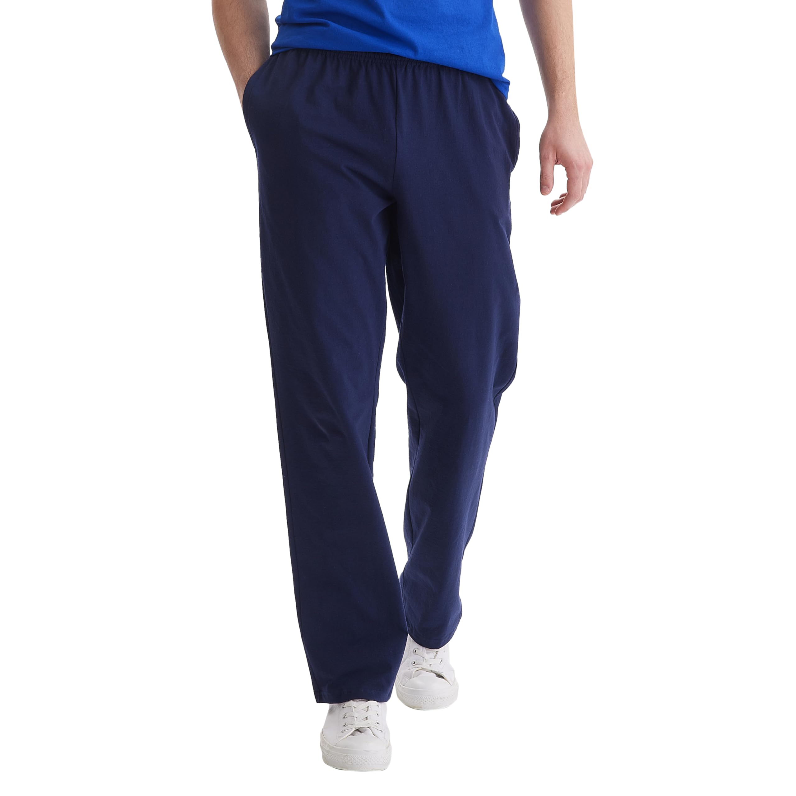 Hanes mens Essentials Men’s Sweatpants, Men’s Cotton Jersey Pants With Pockets, 33” Pants (pack of 1) XL Navy