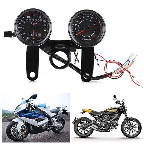 Miniatura 6 de Instrumento de motocicleta, Qiilu Instrumento de motocicleta, universal para motocicleta, odómetro LED, tacómetro, medidor de velocímetro,