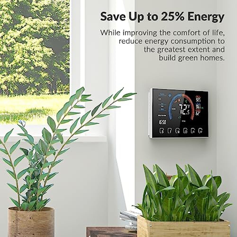Programmierbares digitales Thermostat für Wärmepumpen, WLAN-Raumregler mit 4,3-Zoll-Vollfarbbildschirm, App- und Sprachsteuerung, kompatibel mit