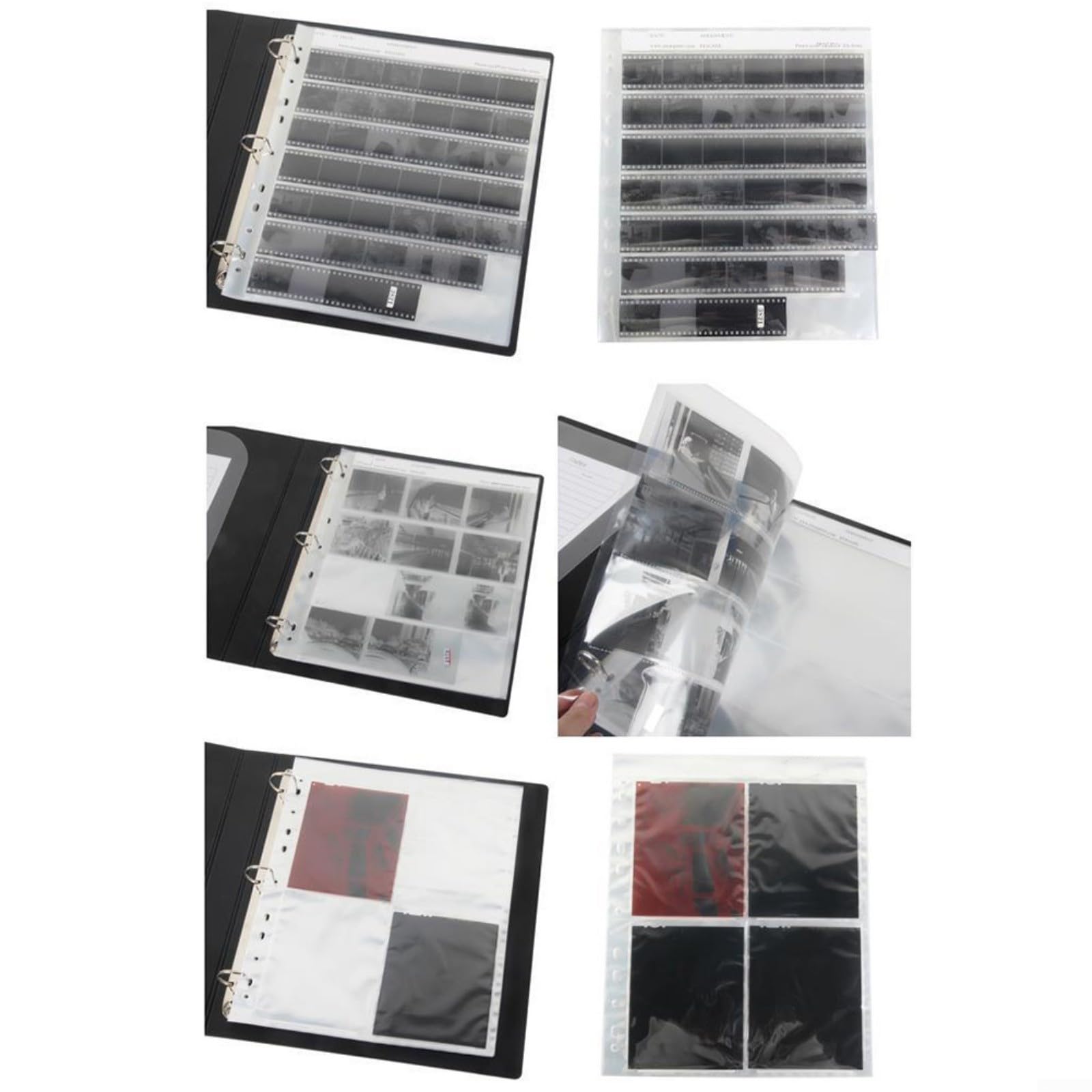 Confezione da 50 pellicole protettive per pagine negative, senza acidi, per conservare pellicole da 35 mm, 120 4 x 5, compatibili con raccoglitori a 3 anelli (135, una confezione da 50)