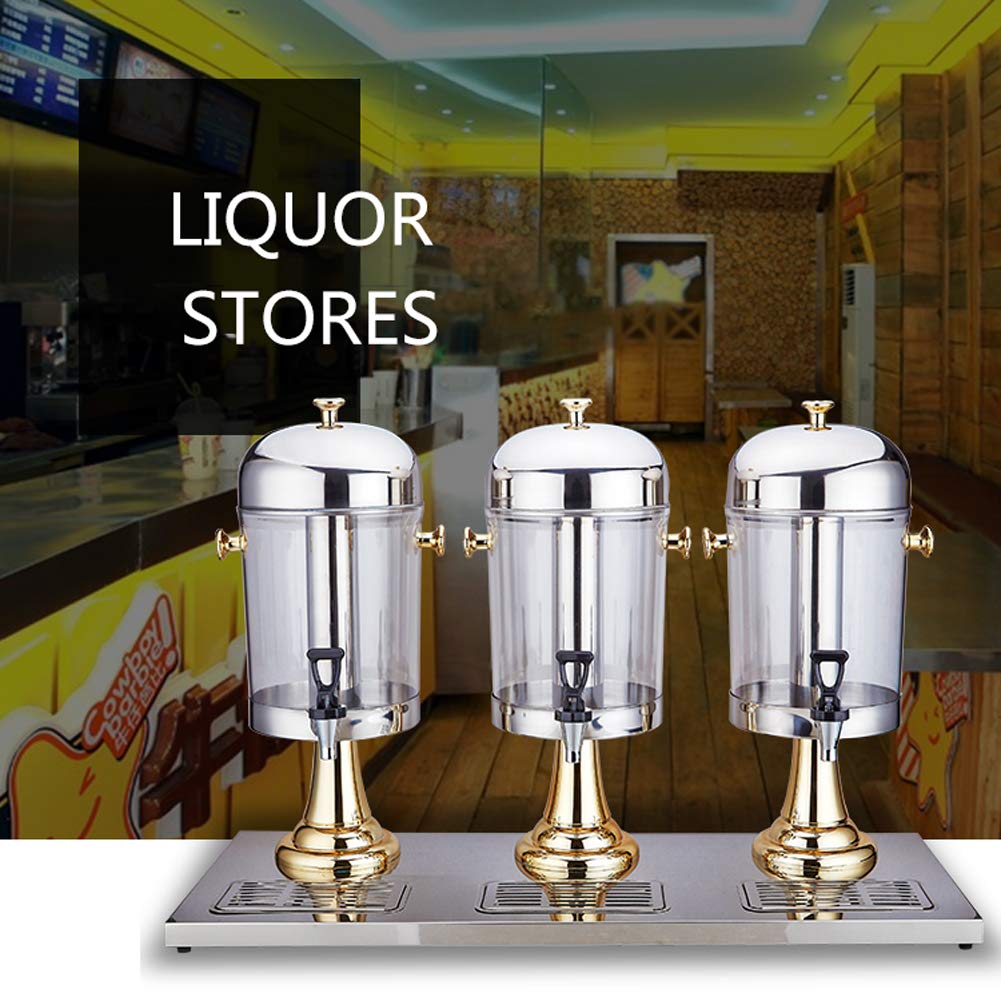 Torre Birra Bere Succo Dispenser 8L Dell'erogatore Della Birra Della Frutta Dell'acciaio Inossidabile Treppiede Hotel Bevanda Fredda Macchina Del Succo Di Benna Bevanda Secchio Silver-Three heads