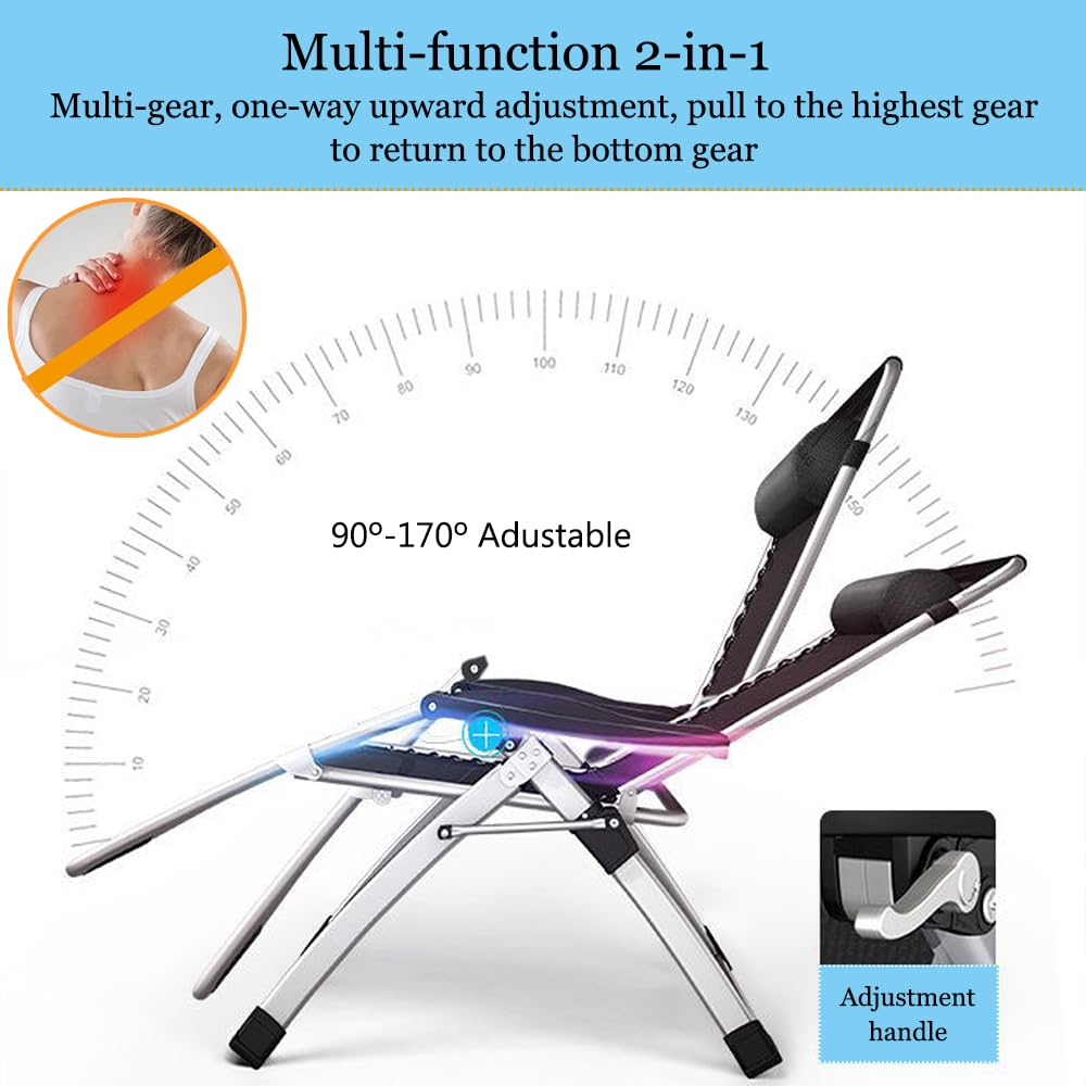Sillas de Gravedad Cero, reclinables para jardín, tumbonas para Exteriores con Bandeja Lateral, para Patio, terraza, jardín y Camping (A-Negro, Juego de 1)