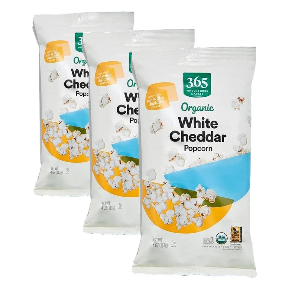 Image of 365 by Whole Foods Market, Organic White Cheddar Popcorn, 4 Ounce (Pack of 3)