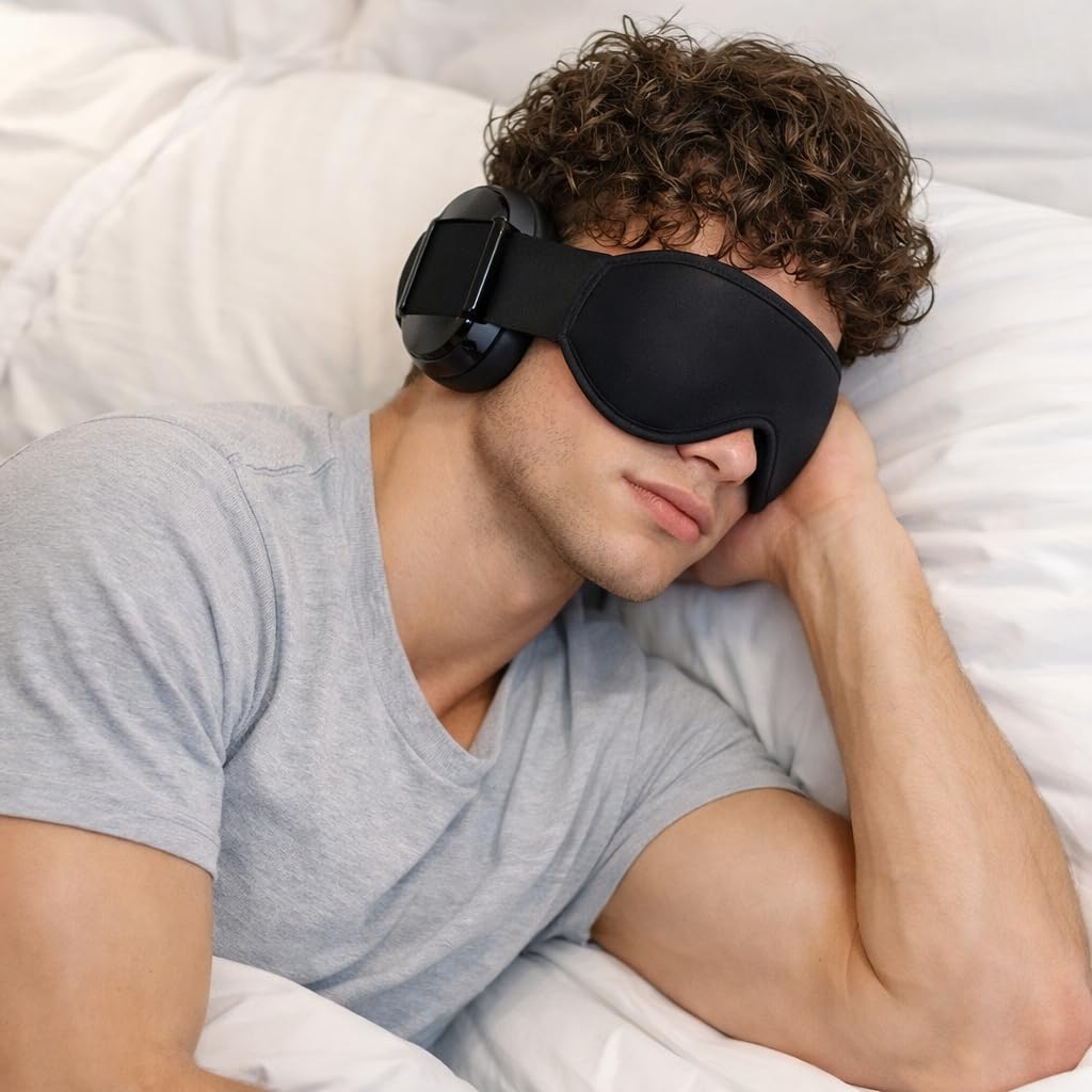 Protección auditiva para dormir+máscara 3D para dormir,Orejeras insonorizadas con cancelación de ruido+máscara para los ojos,Mejoran el sueño, auriculares con protección de ruido ajustable