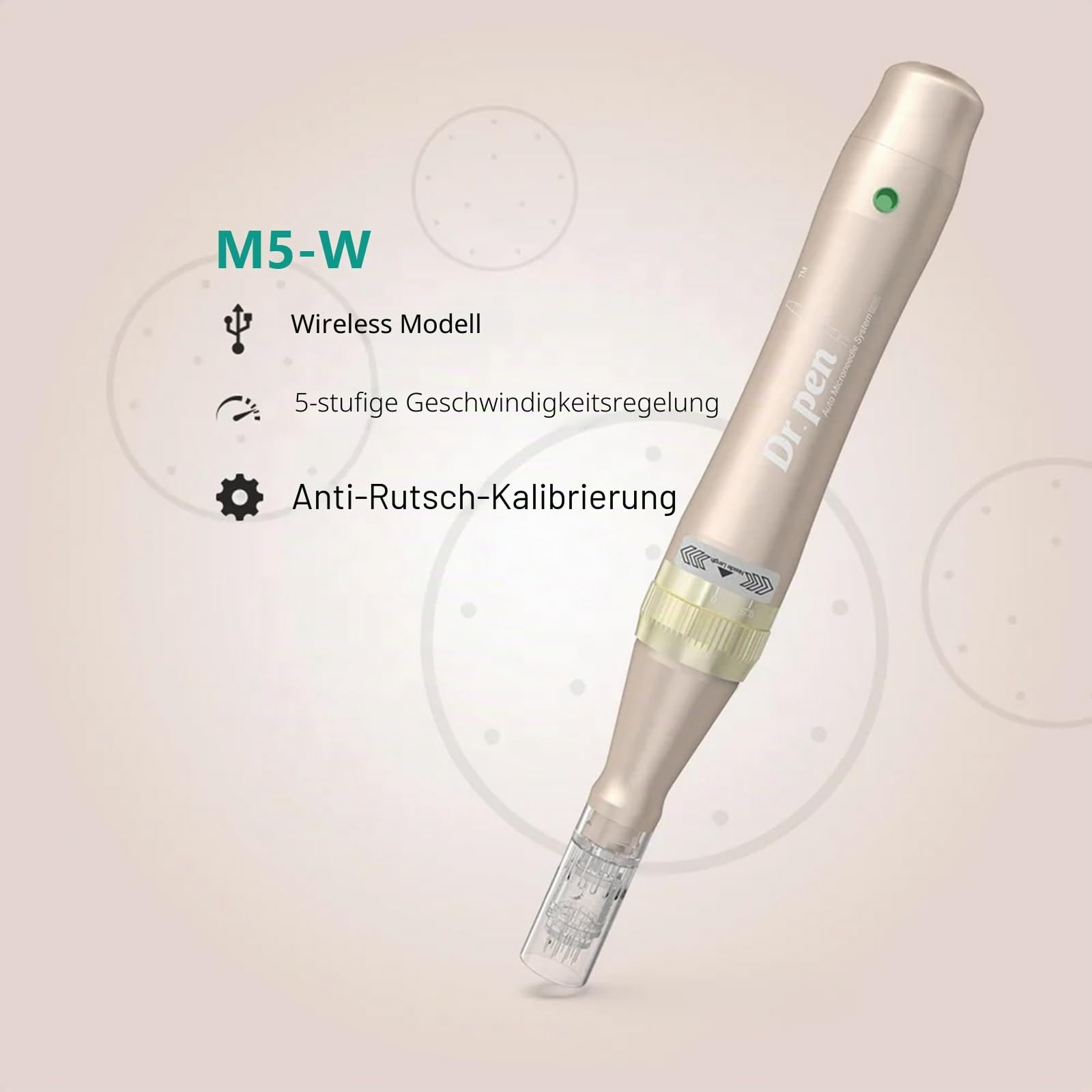 Dr. pen M5 Professioneller Microneedling Pen – Kabellos, 5 Geschwindigkeiten, 0–2,5 mm verstellbar, inkl. 22 Ersatzpatronen