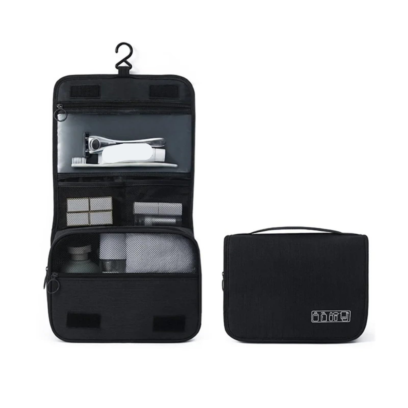 Neceser De Viaje Neceser portátil con gancho colgante impermeable for mujer, bolsa de almacenamiento de cosméticos for baño, estuche de maquillaje de viaje de gran capacidad for hombre Para Viajar(Bla