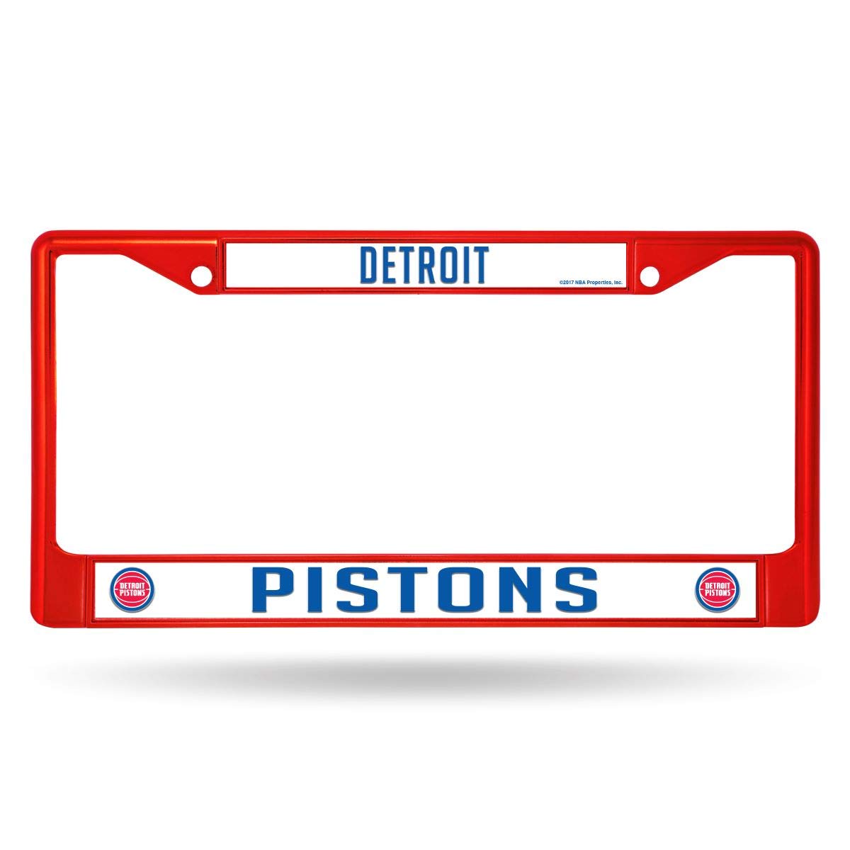 NBA Rico Industries Standard Chrome License Plate Frame, Detroit Pistons - Red