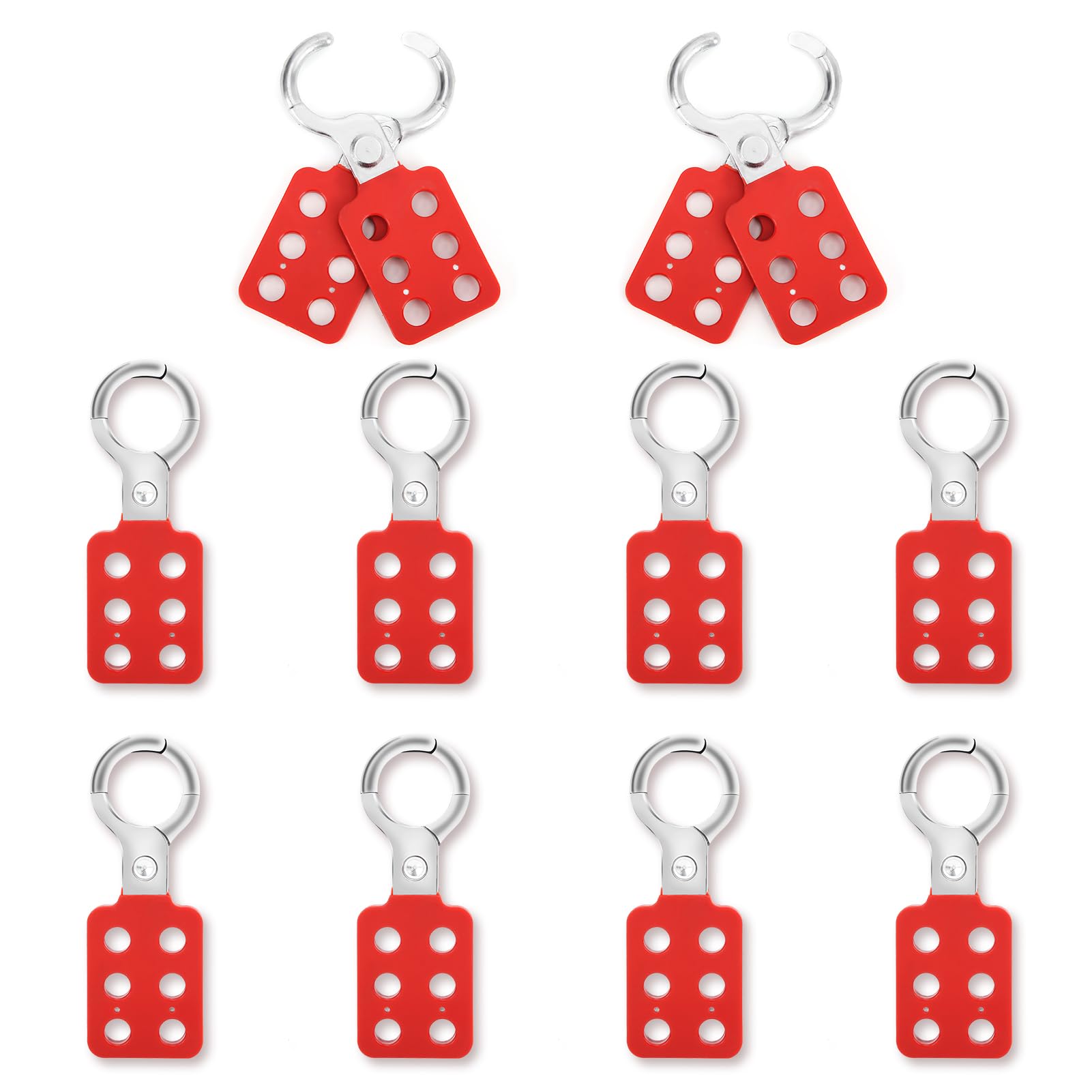 Sonew Jaw Steel Lockout Hasp, Lockout Tagout Hasp with Handle and Extended Jaw, Safety Insulation Padlock Hasp, Insulated Lock Hasp, with 6 Holes Interlock, 10Piece, 1.0''