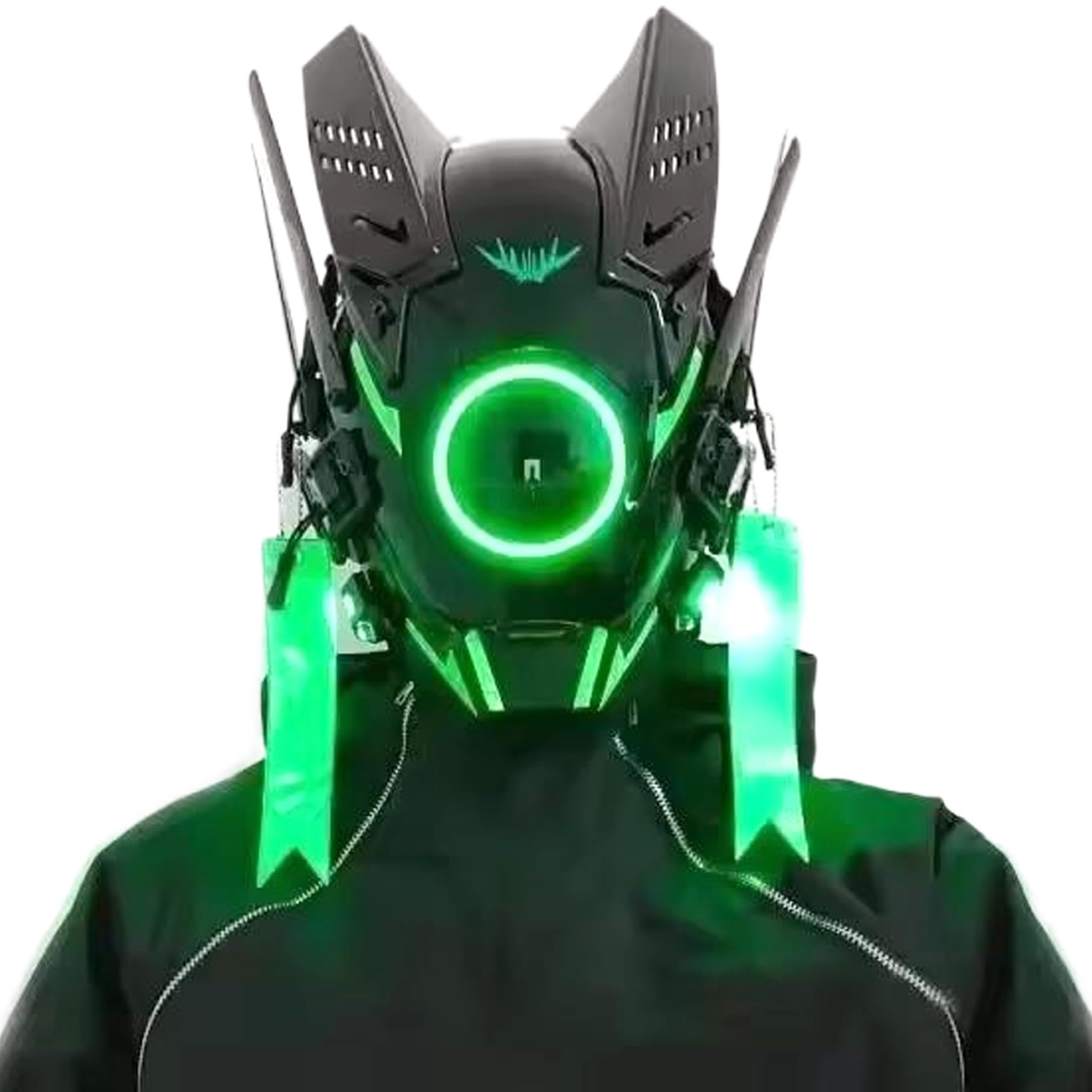 Masque punk, casque cool à lumière ronde LED, cyber-masque de style futuriste Techwear pour fête, festival de musique, cosplay