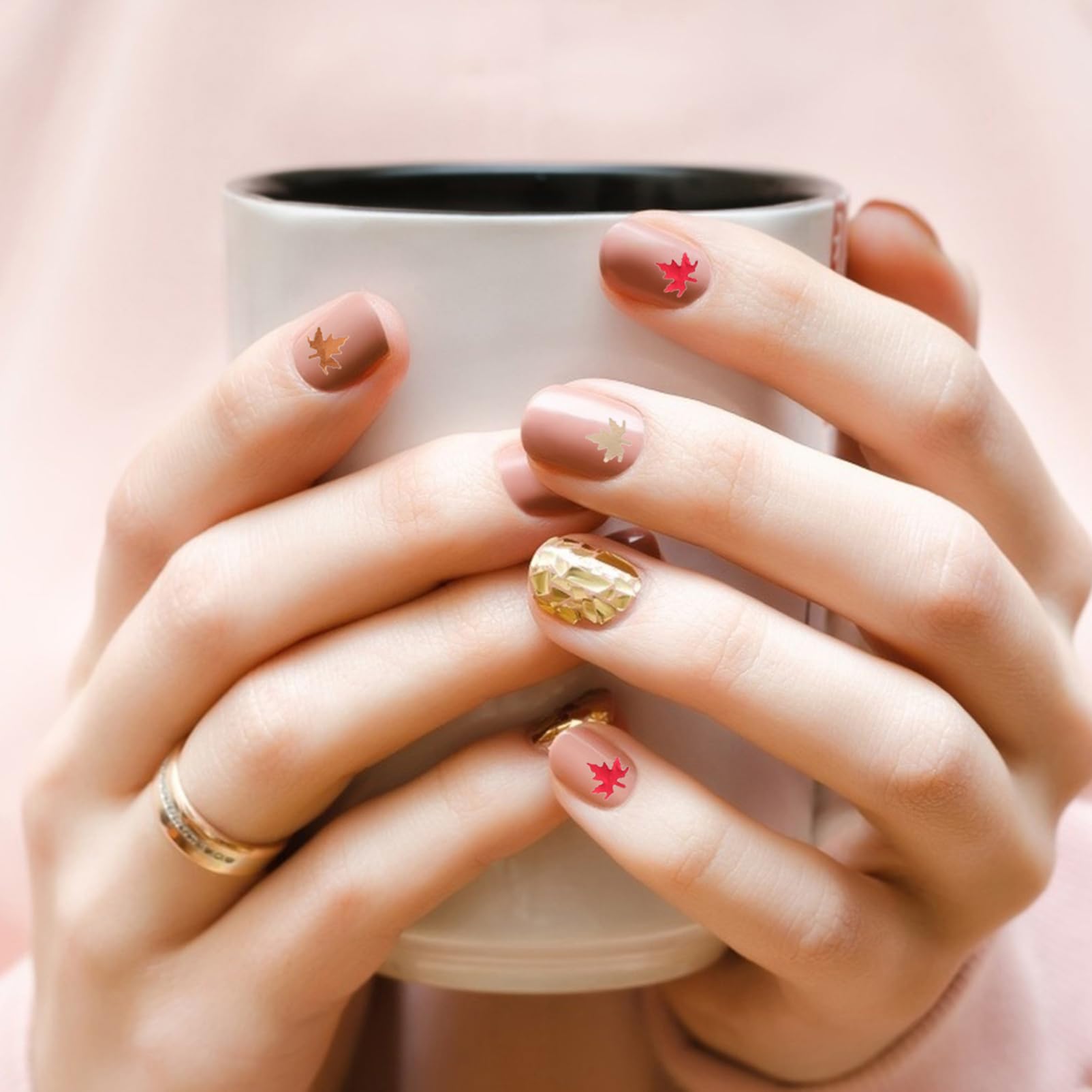 Didiseaon 6 Pezzi Glitter per unghie in acero strenne natale gel unghie colorati Adesivi per unghie 3d adesivi per unghie margherita adesivo per manicure paillettes per unghie foglia d'acero